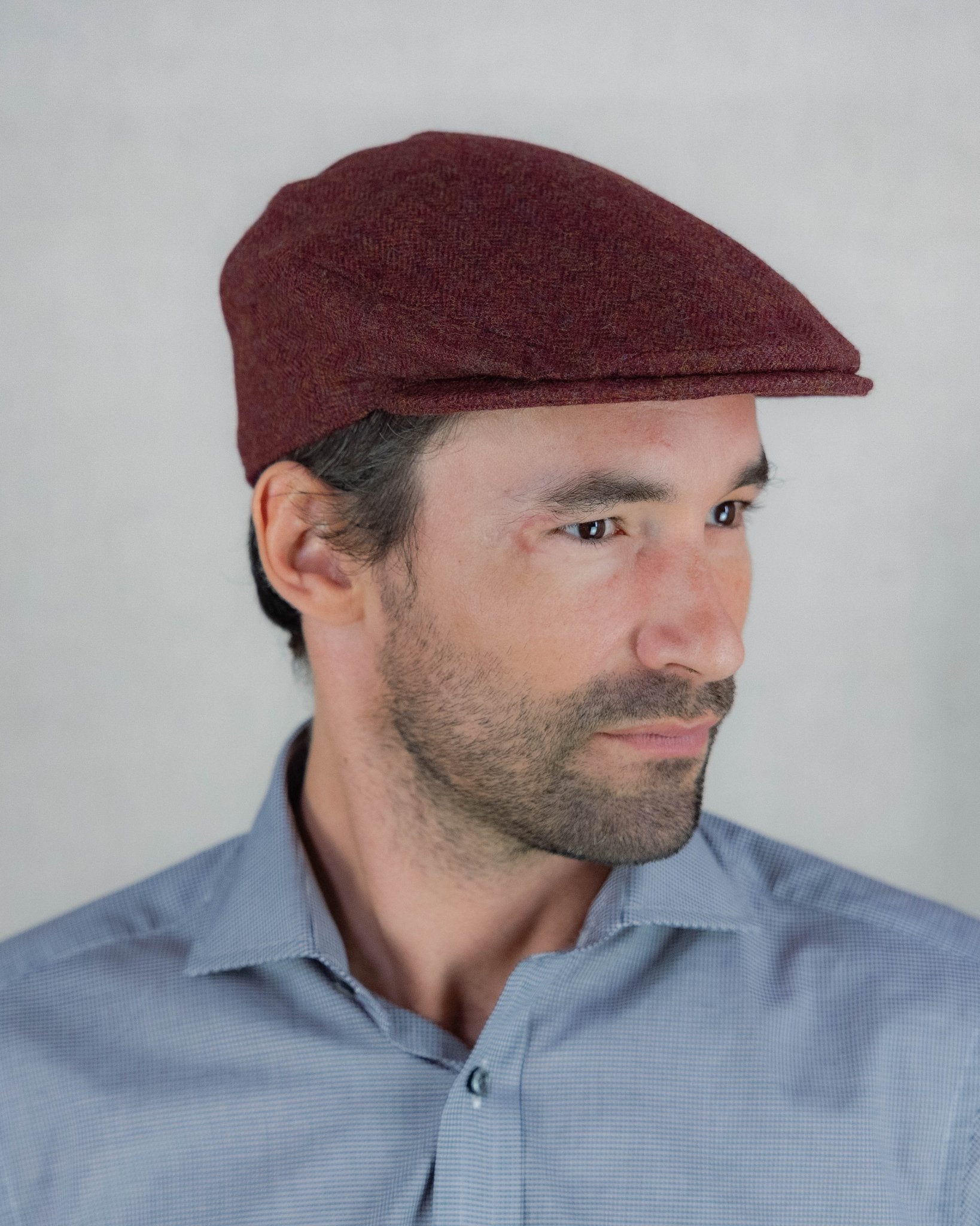 Pheasant & Red Herringbone Wool Made In England Flat Cap
