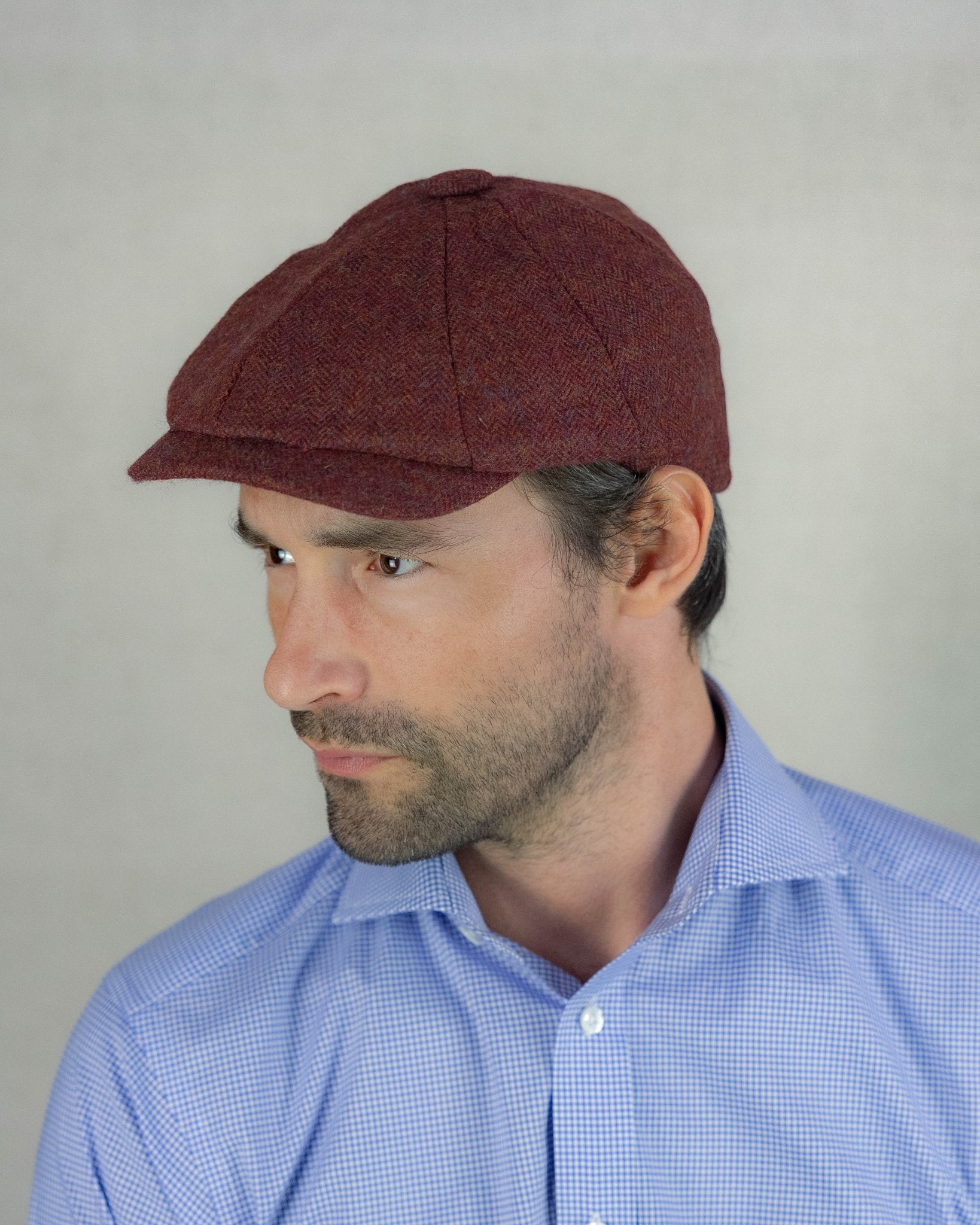 Pheasant & Red Herringbone Wool Made In England Gatsby Cap