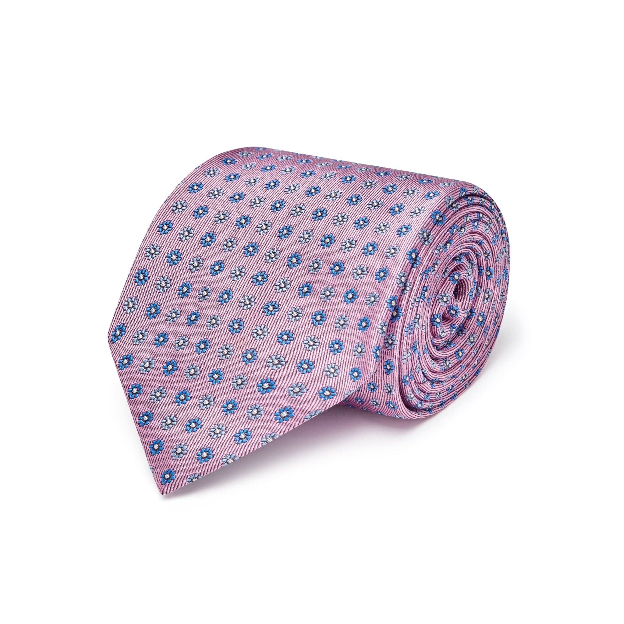 Pink & Blue Flower Woven Silk Ties