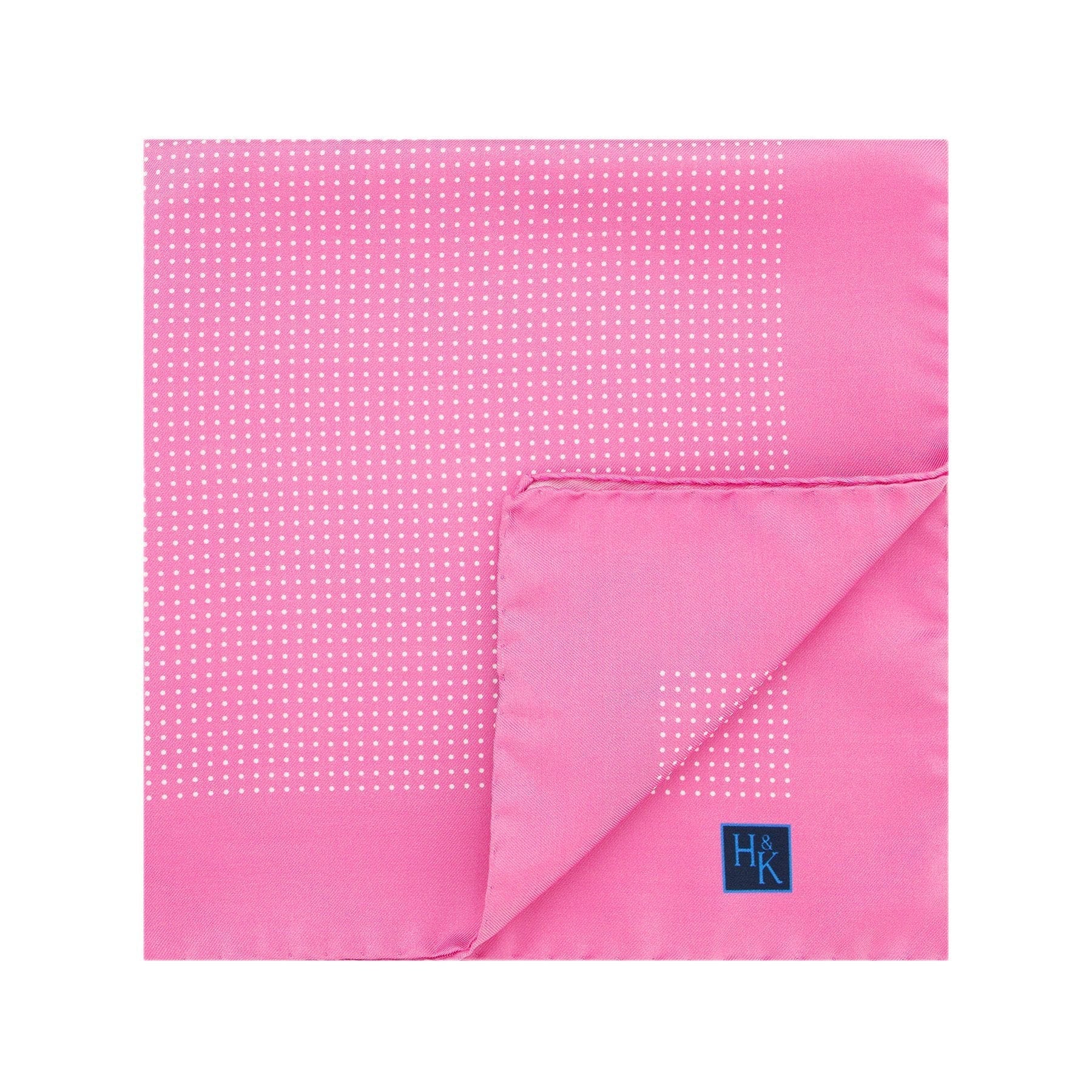 Pink Silk Handkerchief with White Pin Spots
