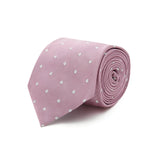 Pink & White Large Spot Woven Silk Tie