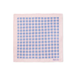 Pink With Blue Check Silk Handkerchief