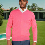 Plain Baby Pink 2-Ply Cashmere V-Neck Pullover