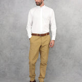 Plain Beige Stretch Cotton Trousers