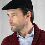 Plain Black Cashmere Made In England Flat Cap