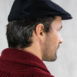 Plain Black Cashmere Made In England Flat Cap