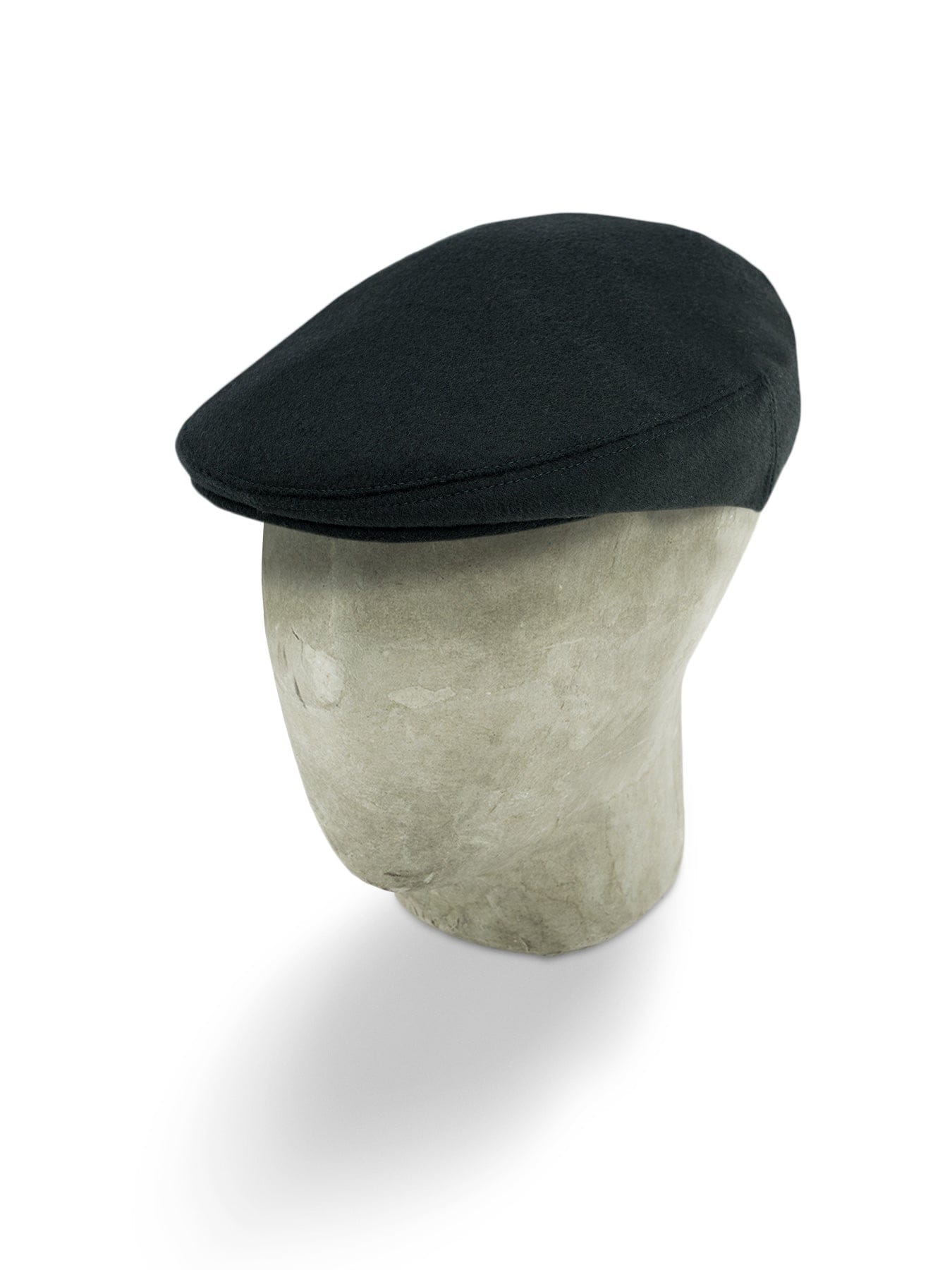 Plain Black Loden Flat Cap