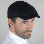 Plain Black Loden Wool Made In England Gatsby Cap