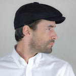 Plain Black Loden Wool Made In England Gatsby Cap