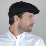 Plain Black Loden Wool Made In England Gatsby Cap