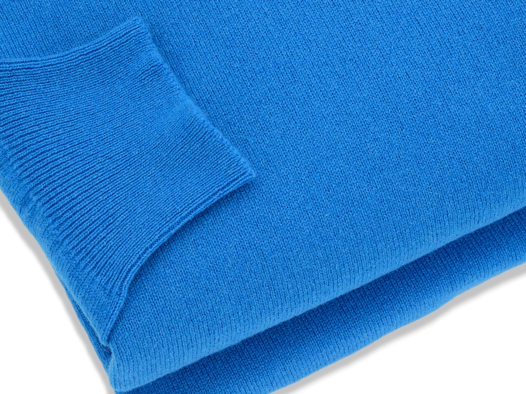 Plain Blue 2-Ply Cashmere V-Neck Sweater