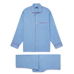 Plain Blue Cotton Pyjamas With Red Piping