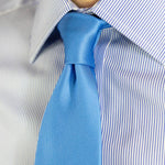 Plain Blue Printed Silk Tie