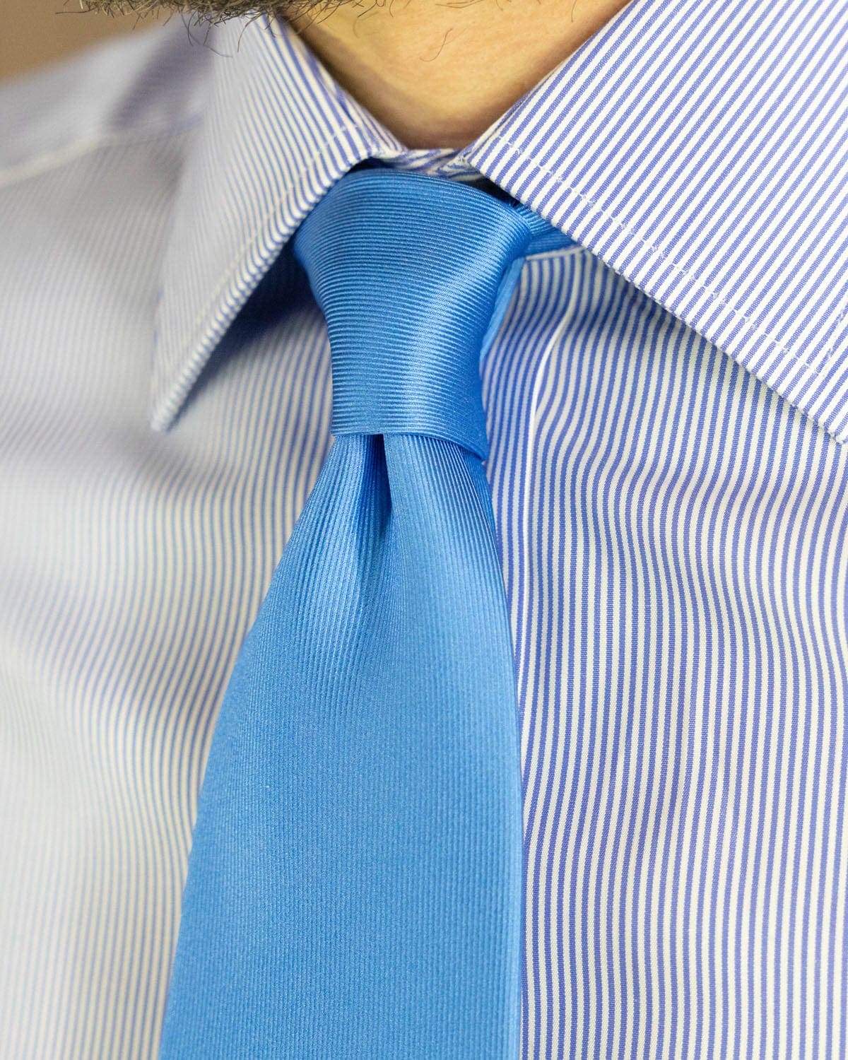 Plain Blue Printed Silk Tie