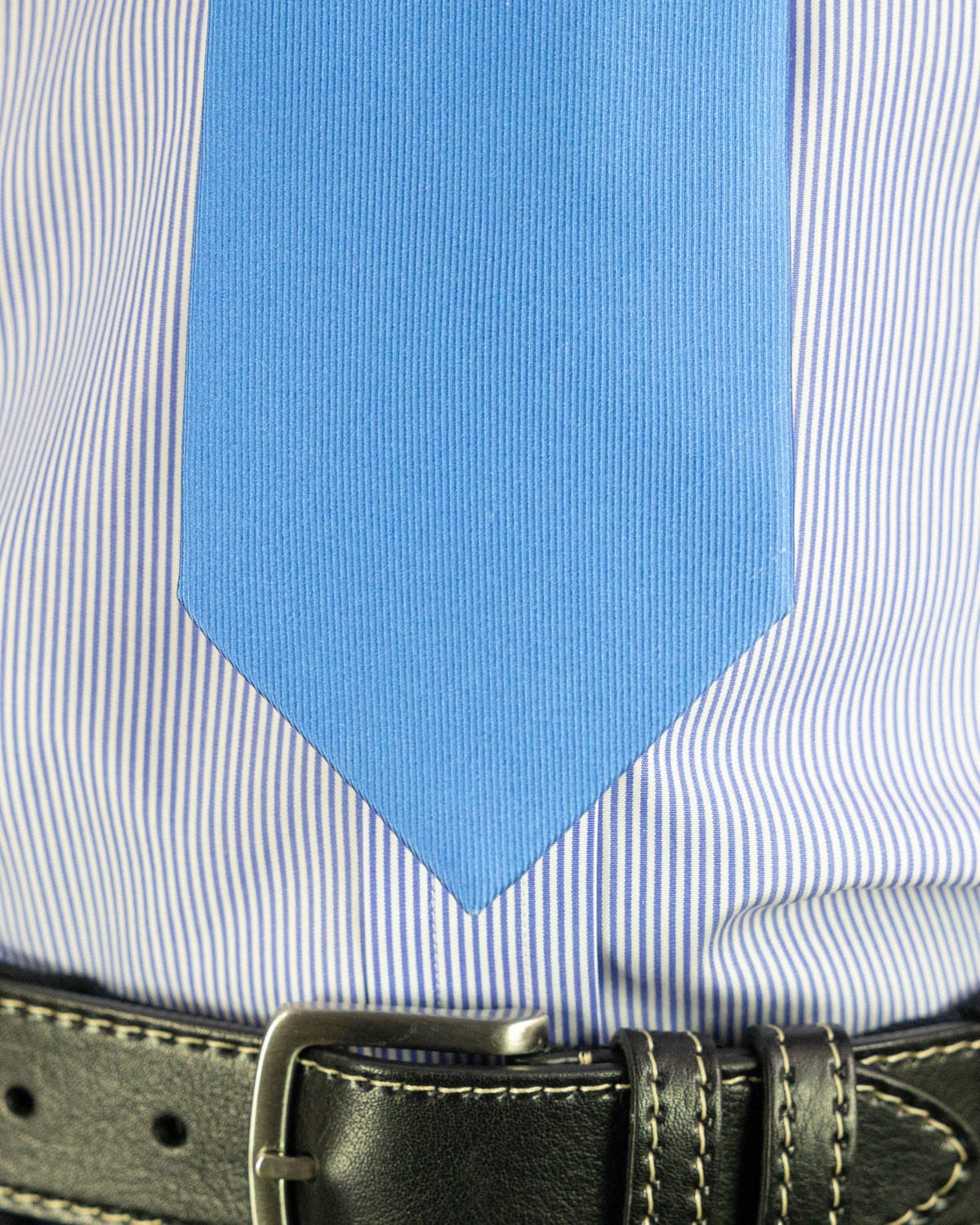 Plain Blue Printed Silk Tie