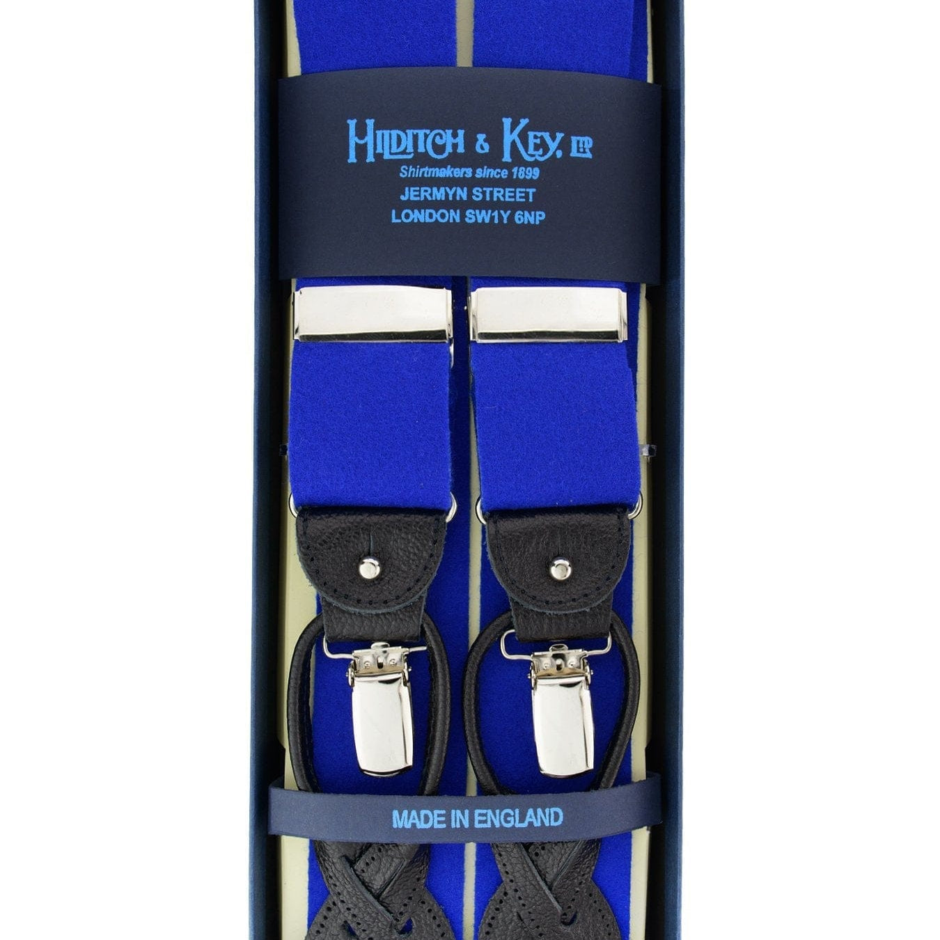 Plain Blue Pure Wool Boxcloth Braces