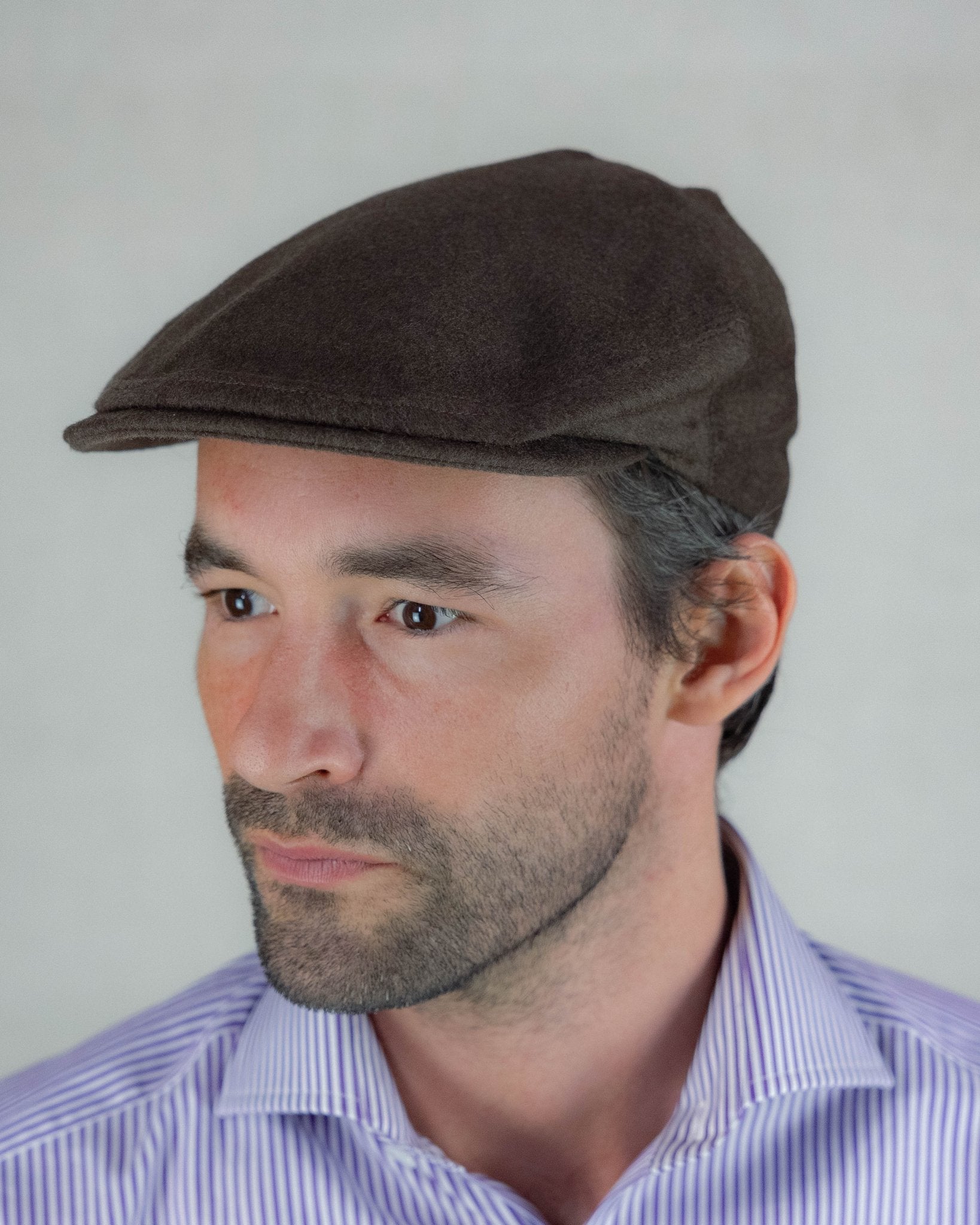 Plain Brown Loden Wool Made In England Flat Cap