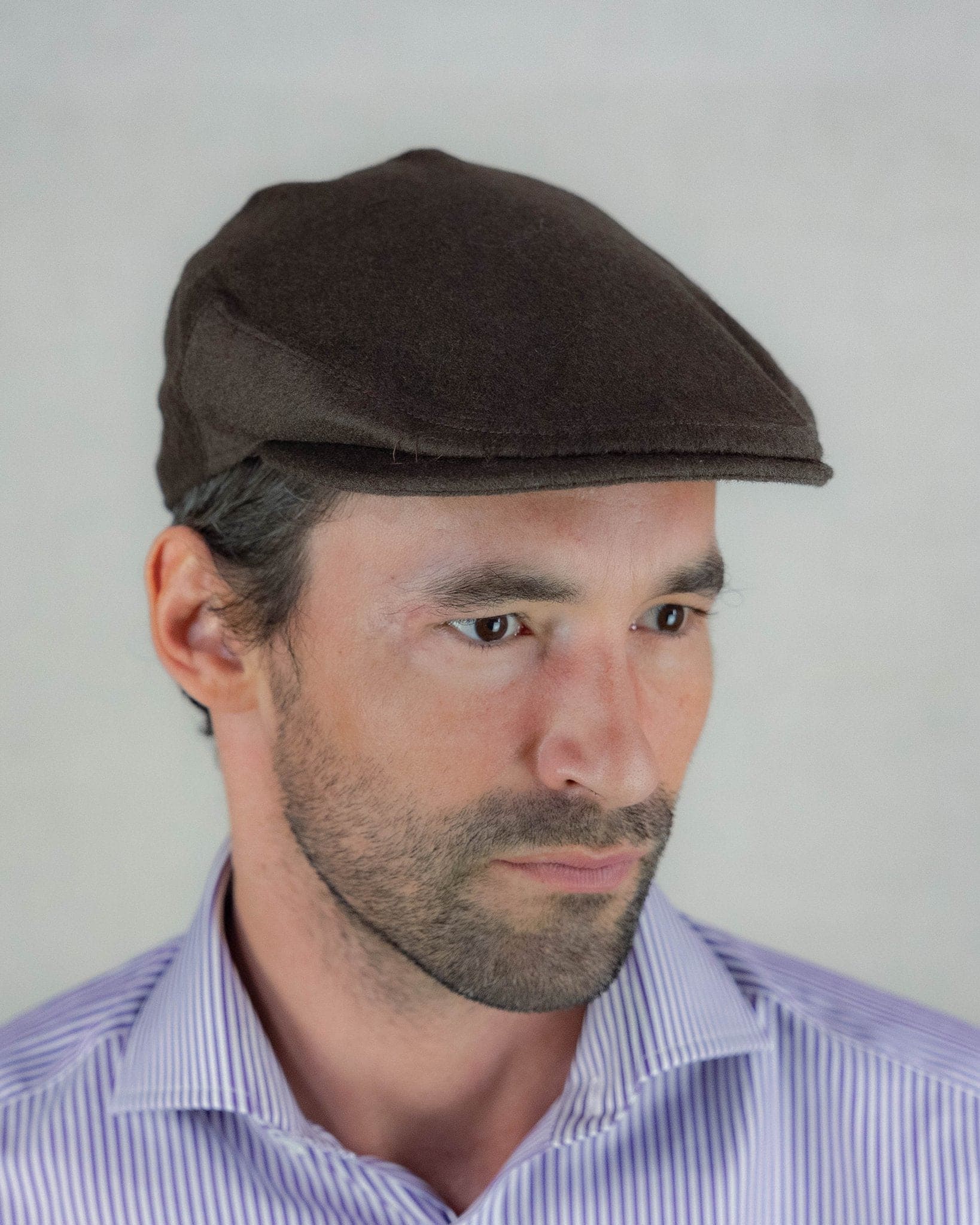 Plain Brown Loden Wool Made In England Flat Cap