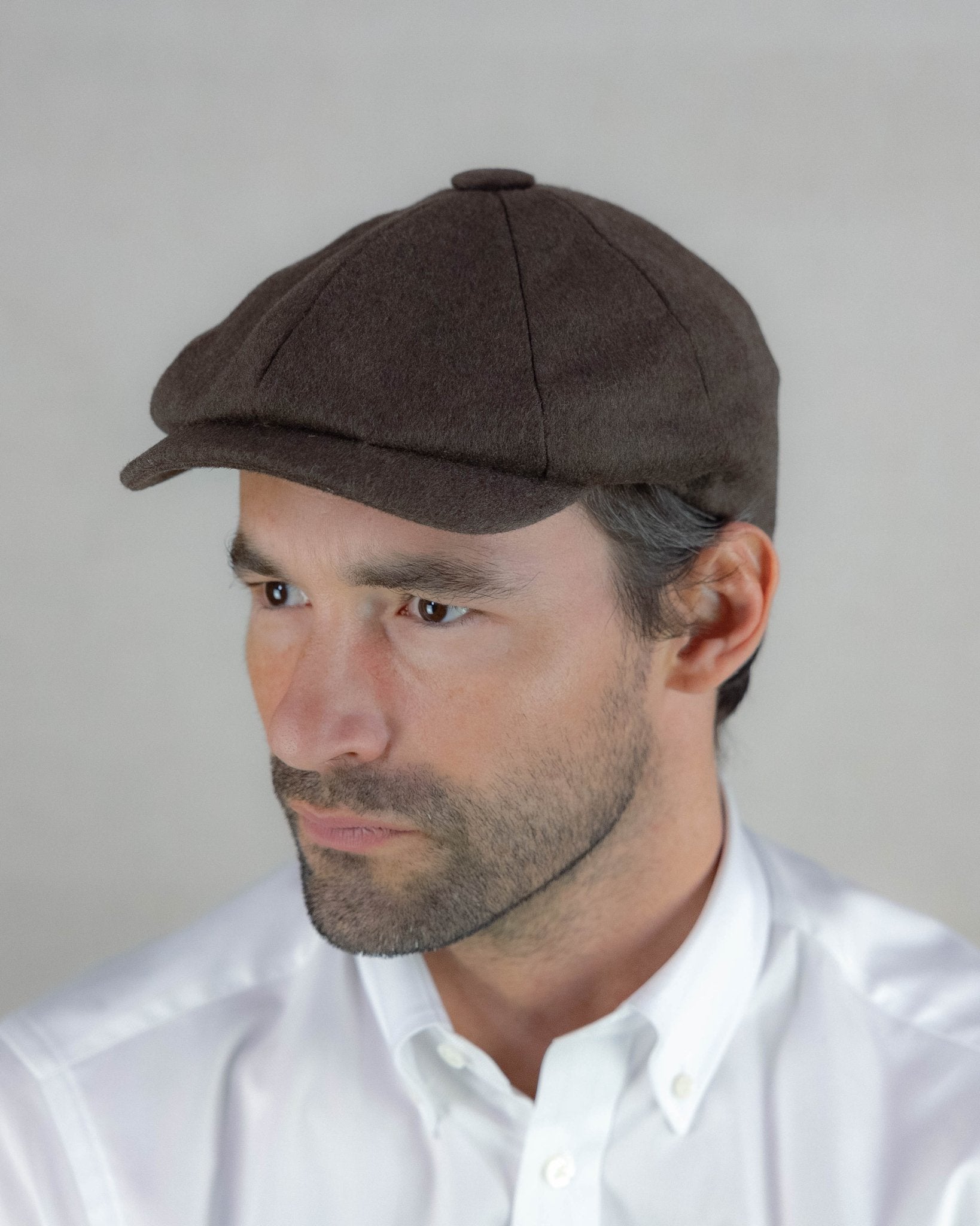Plain Brown Loden Wool Made In England Gatsby Cap