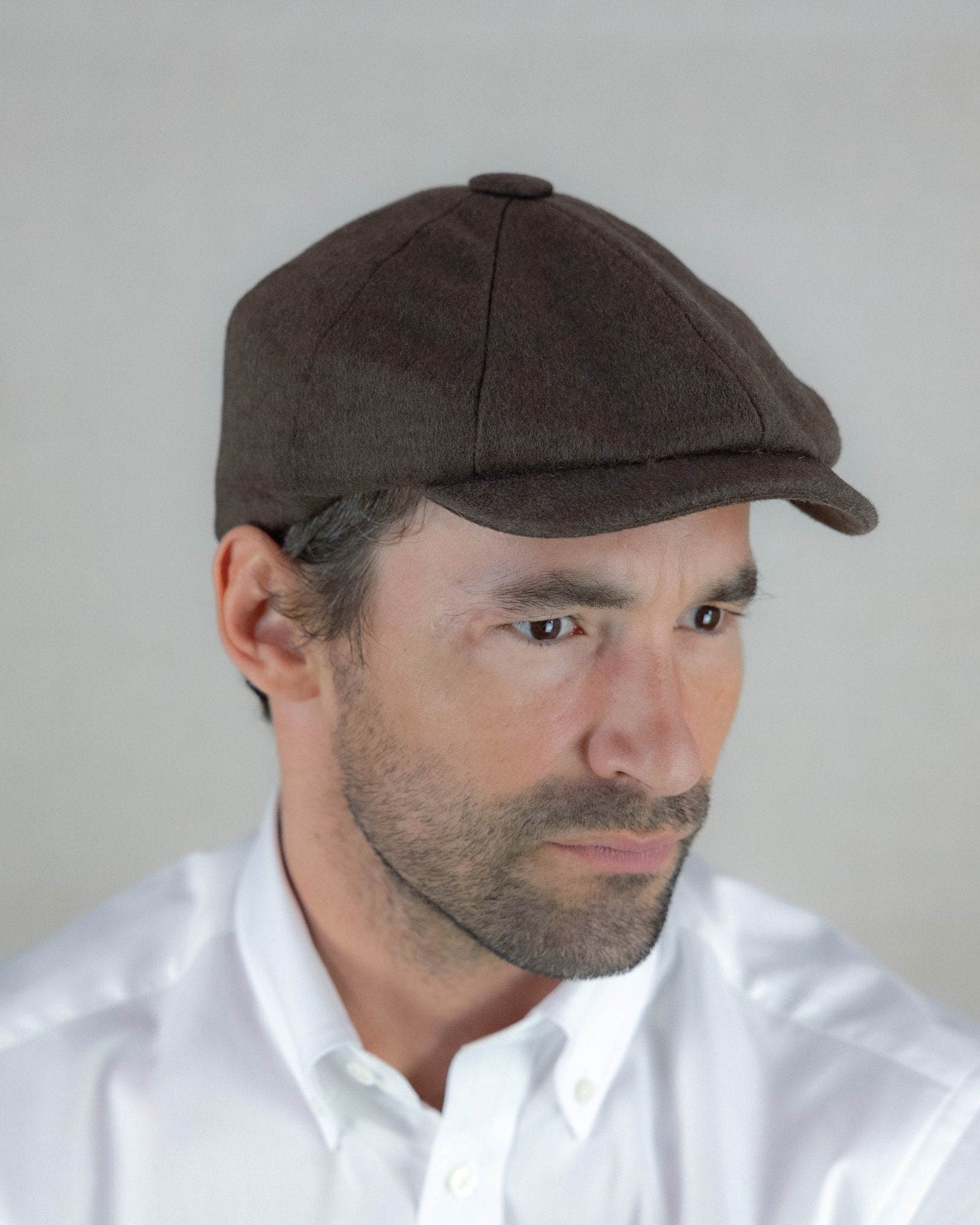 Plain Brown Loden Wool Made In England Gatsby Cap