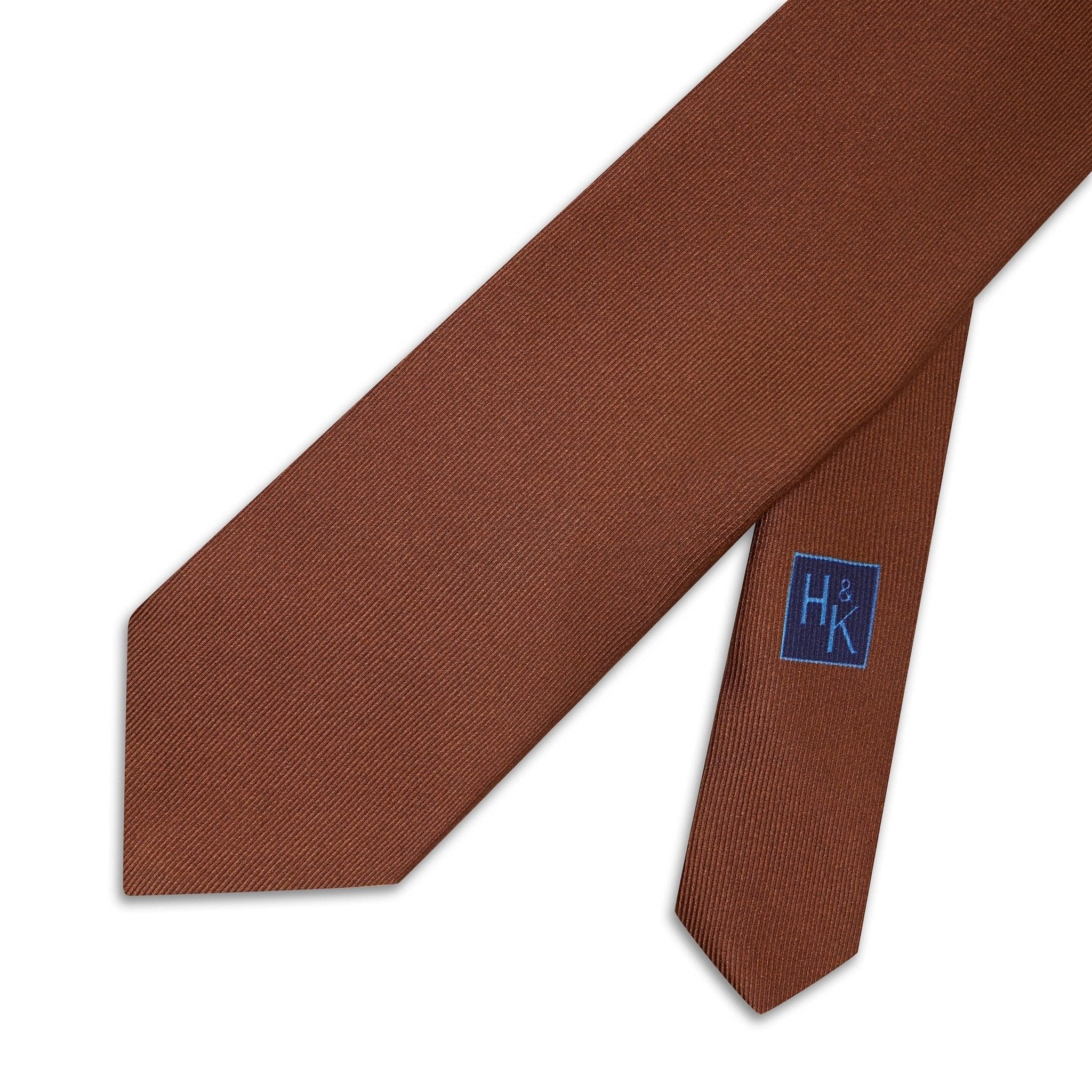 Plain Brown Printed Silk Tie