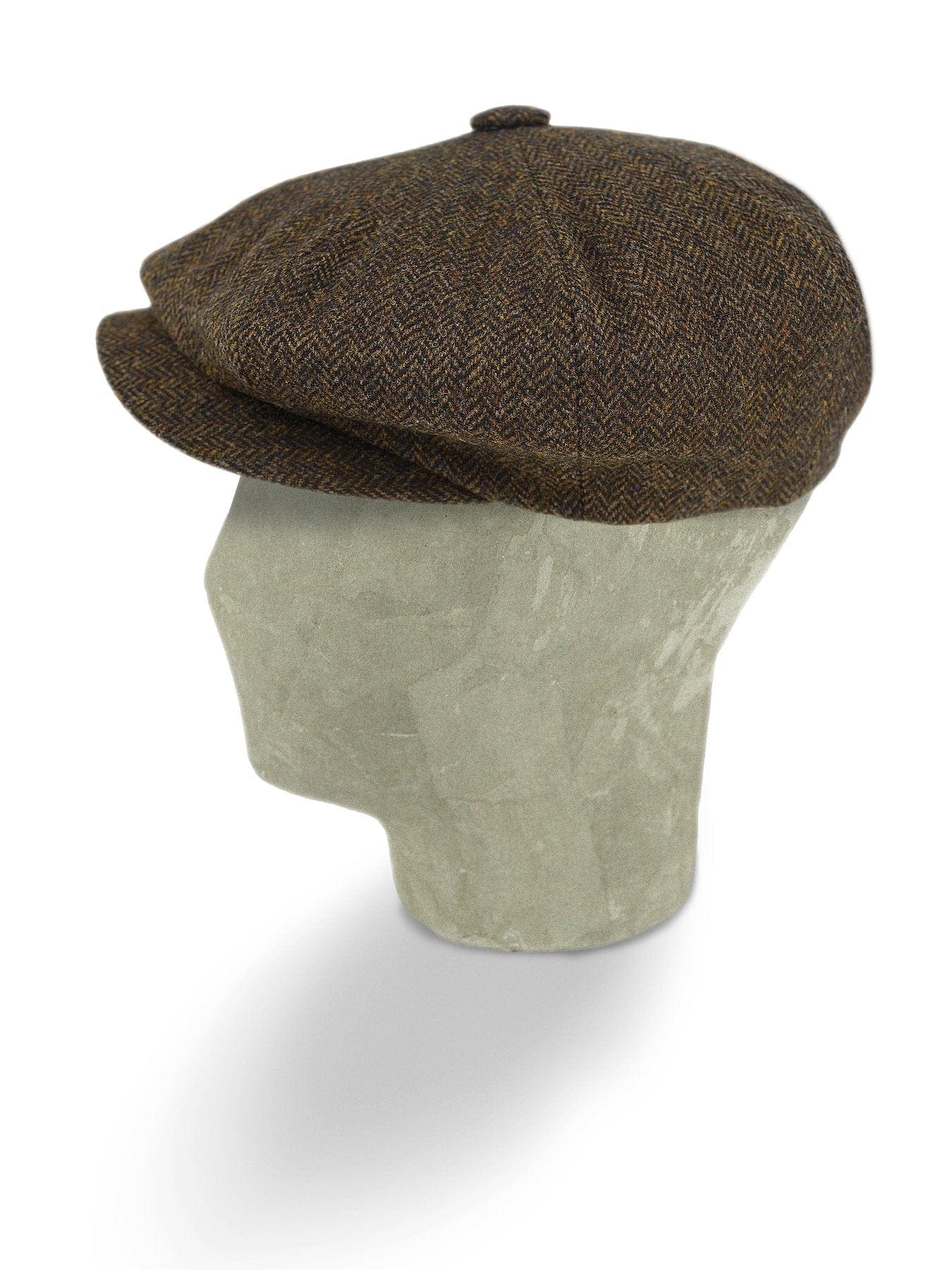 Plain Brown Woollen Herringbone Gatsby Cap