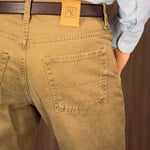 Plain Camel Brown Cotton Jeans