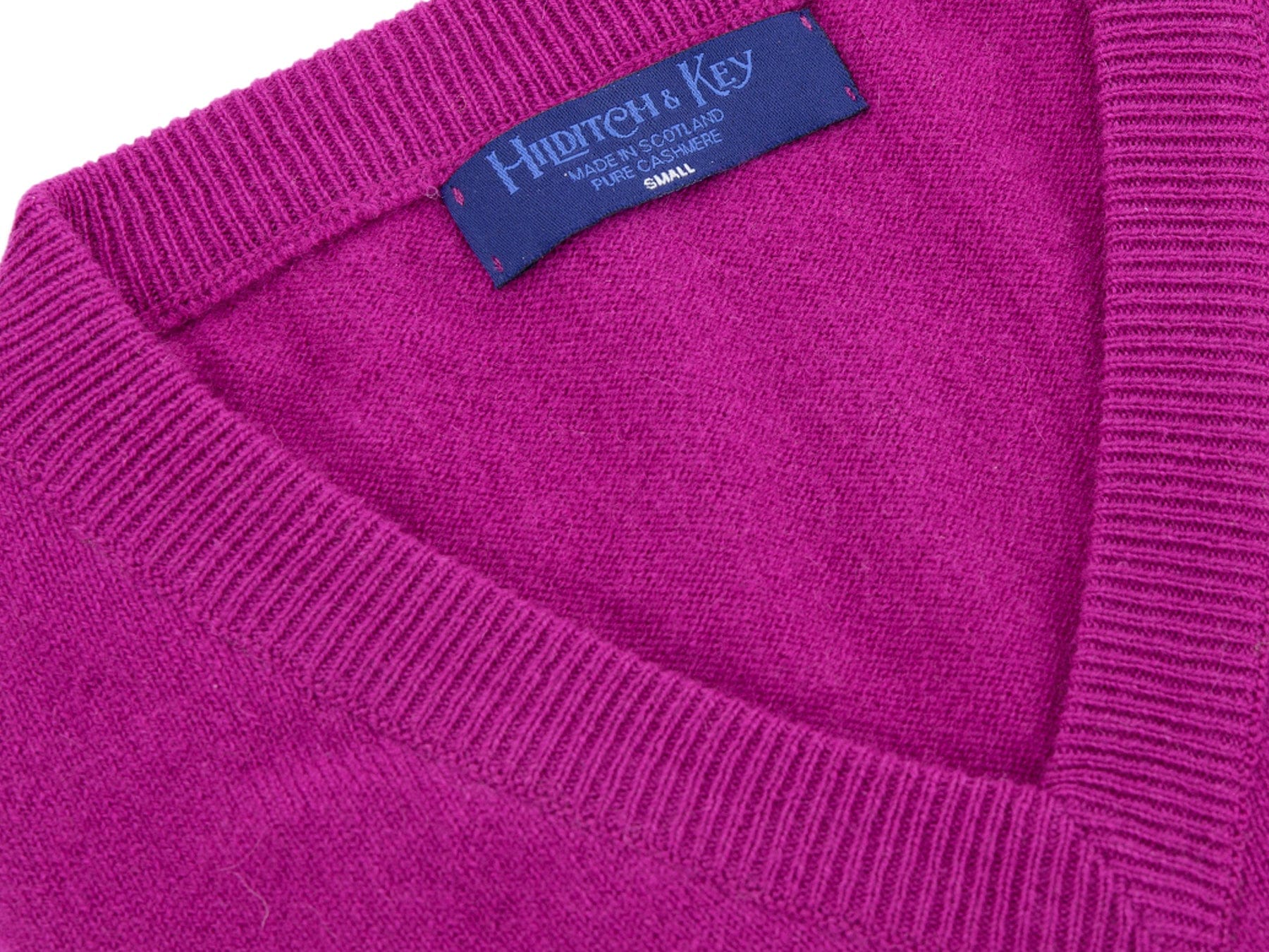 Plain Cerise 2-Ply Cashmere V-Neck Sweater