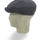 Plain Charcoal Grey Woollen MIE Loden Gatsby Cap