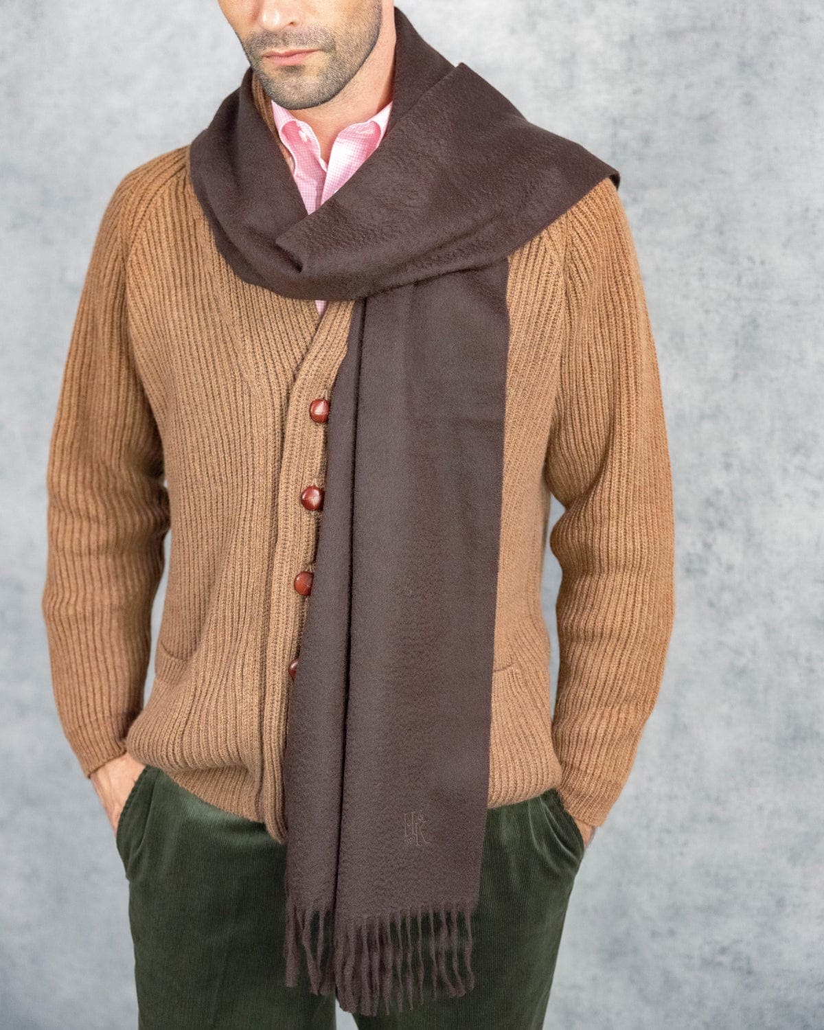 Plain Chocolate Brown 100% Cashmere Scarf