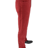 Plain Cranberry Red Cotton Moleskin Jeans