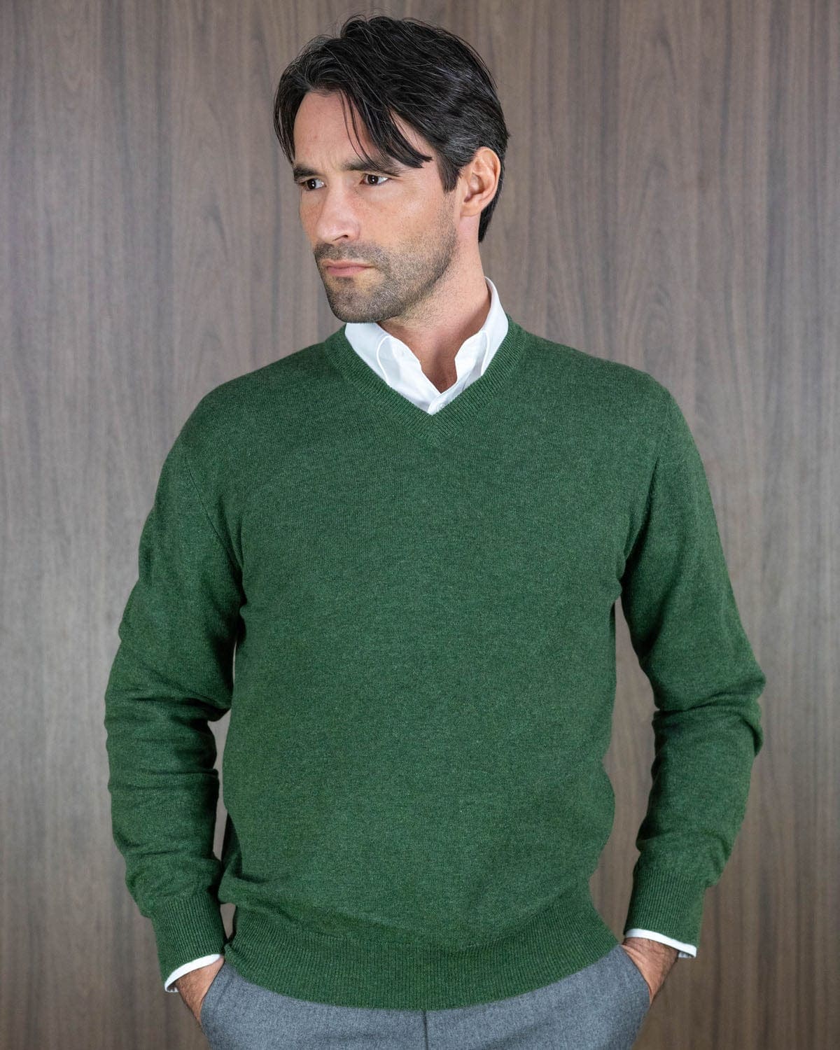 Plain Dark Green Cashmere Sweater