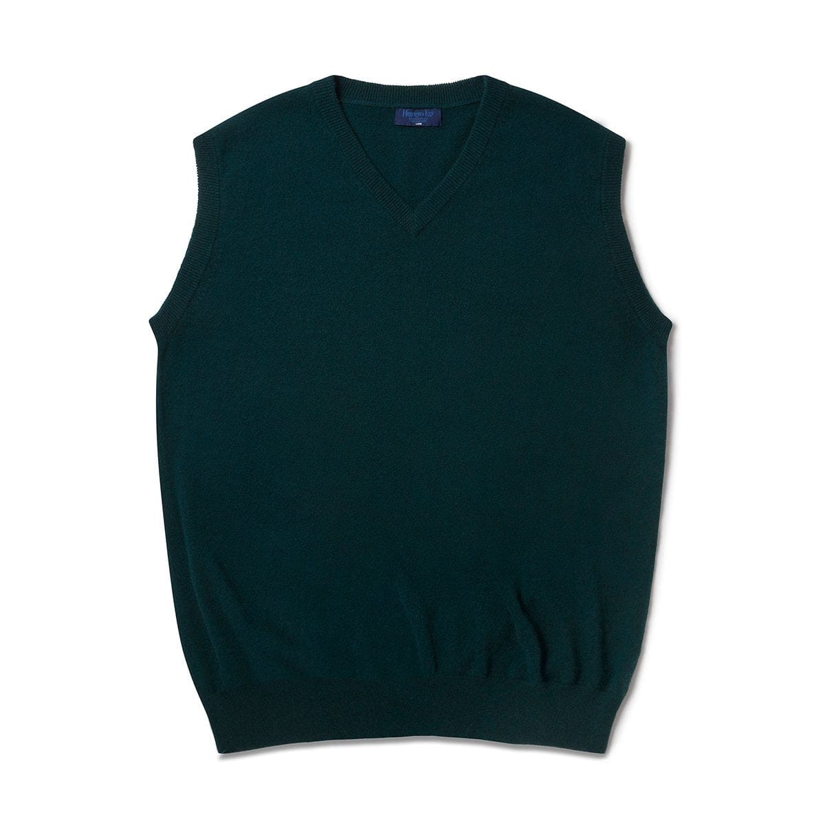 Plain Dark Green V Neck 2Ply Cashmere Vest