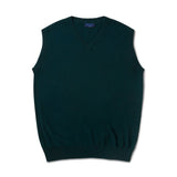 Plain Dark Green V Neck 2Ply Cashmere Vest