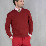 Plain Dark Red Cashmere Sweater