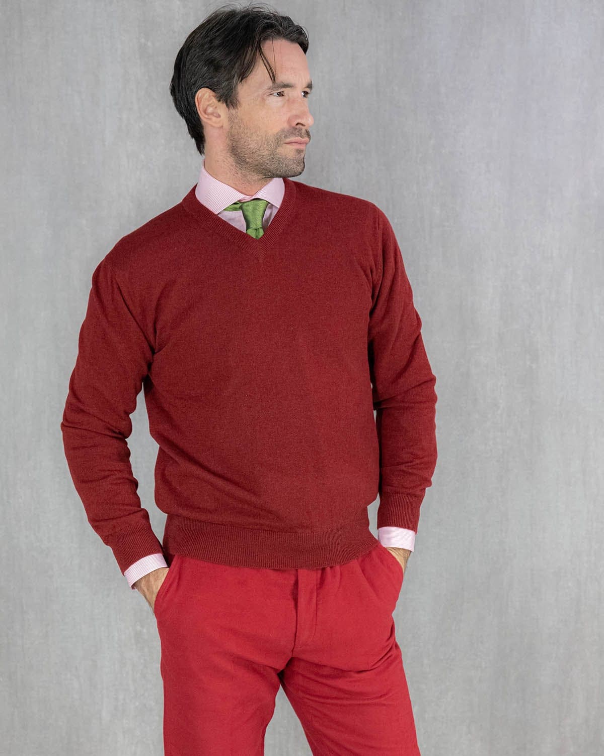Plain Dark Red Cashmere Sweater