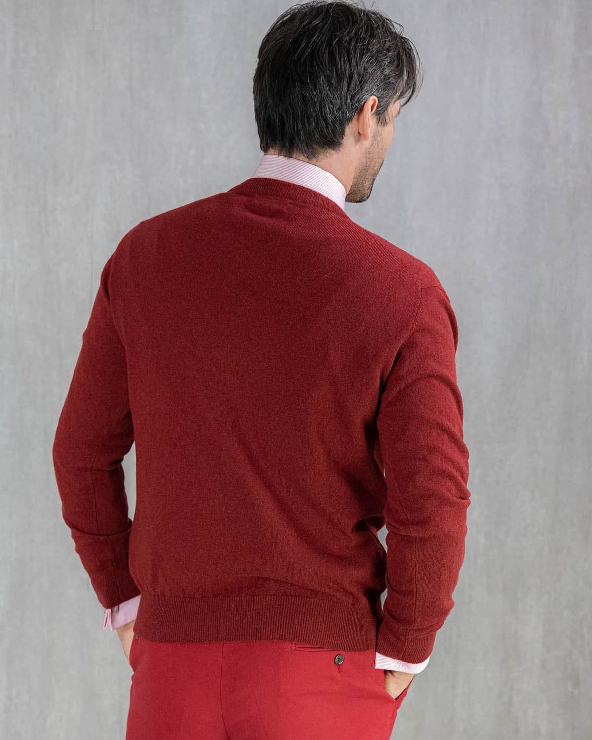 Plain Dark Red Cashmere Sweater