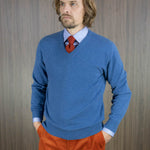 Plain Denim Blue Cashmere Sweater