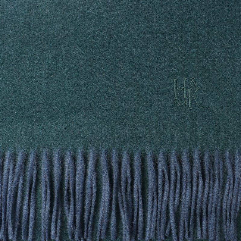 Plain Drake Green Embroidered Cashmere Scarf