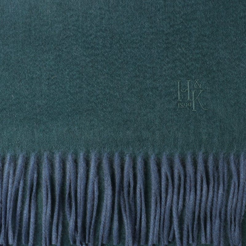 Plain Drake Green Embroidered Cashmere Scarf