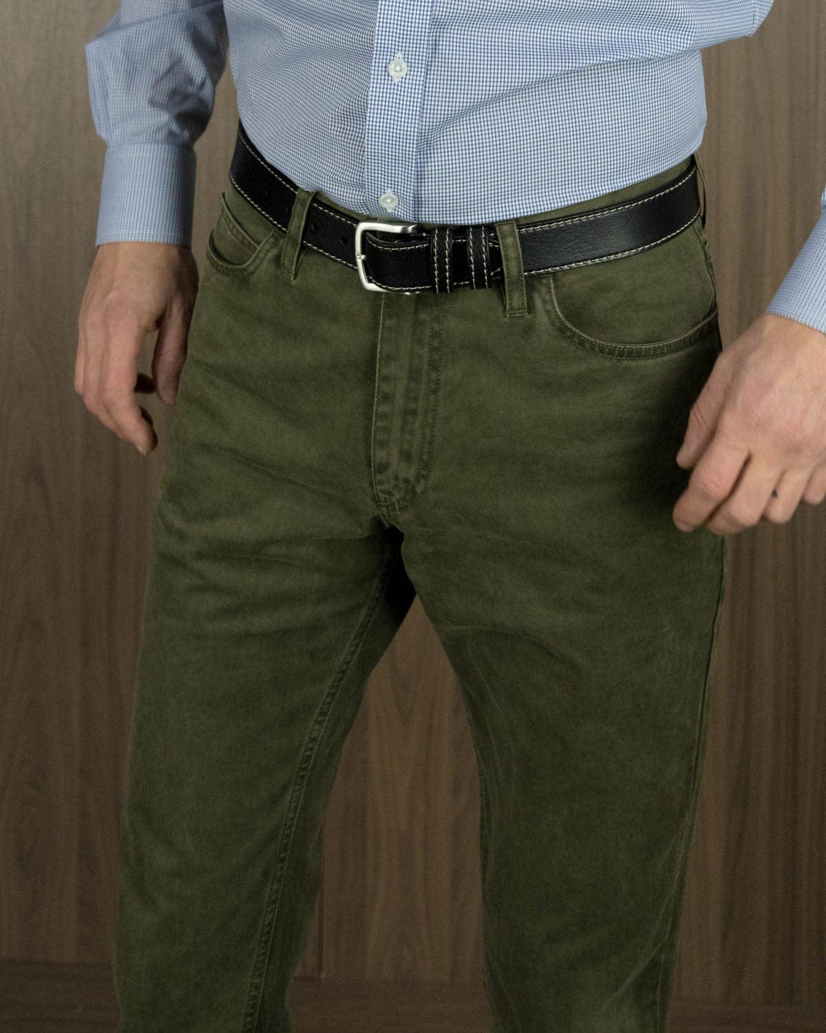 Plain Forest Green Cotton Jeans