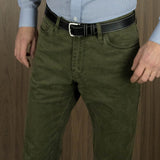Plain Forest Green Cotton Jeans