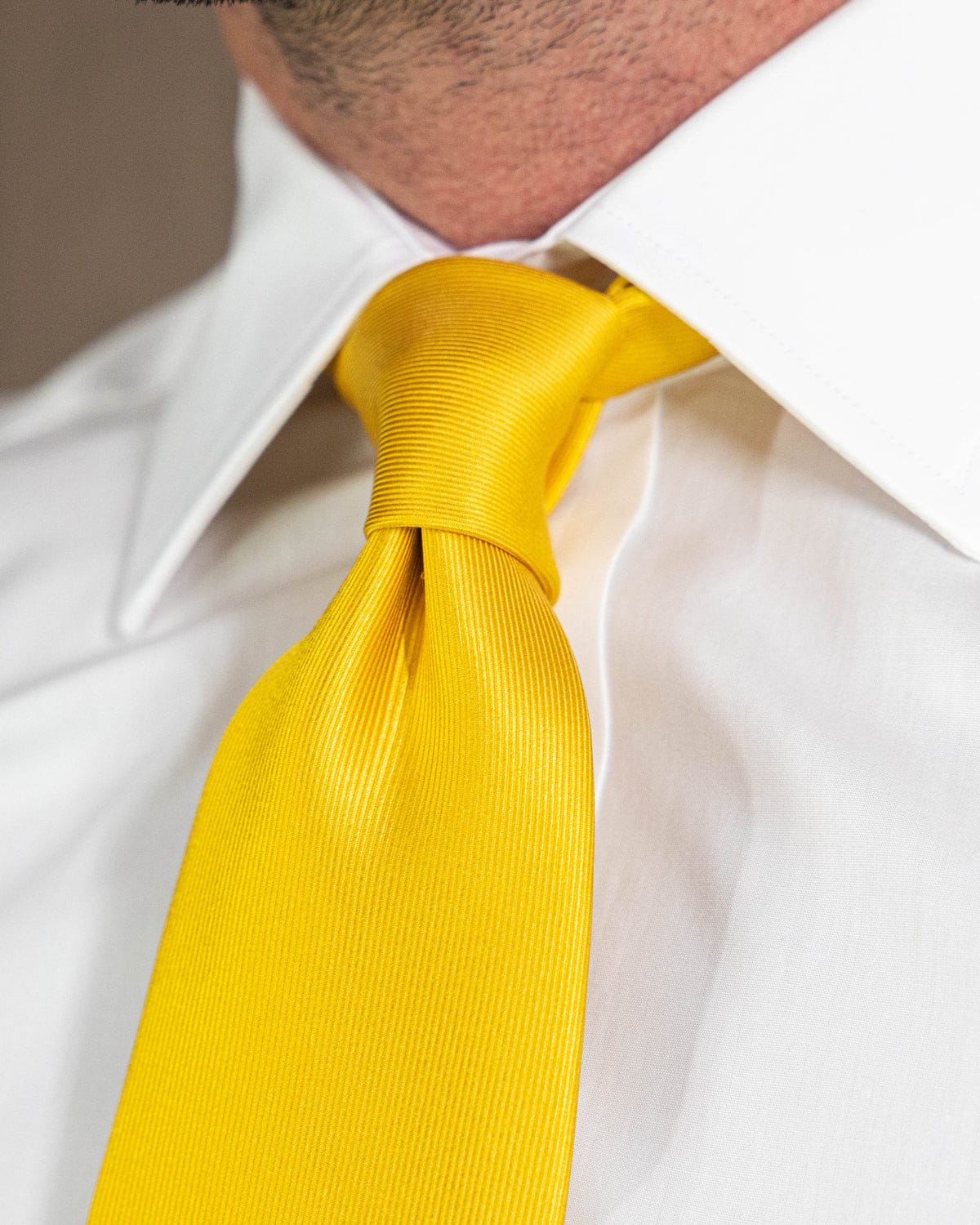 Plain Gold Printed Silk Tie