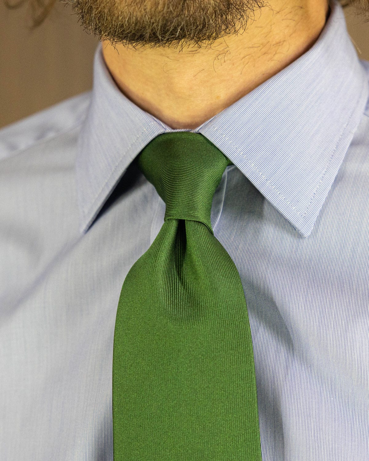 Plain Green Printed Silk Tie