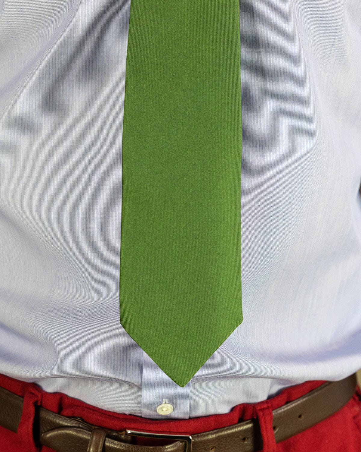 Plain Green Printed Silk Tie