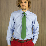 Plain Green Printed Silk Tie