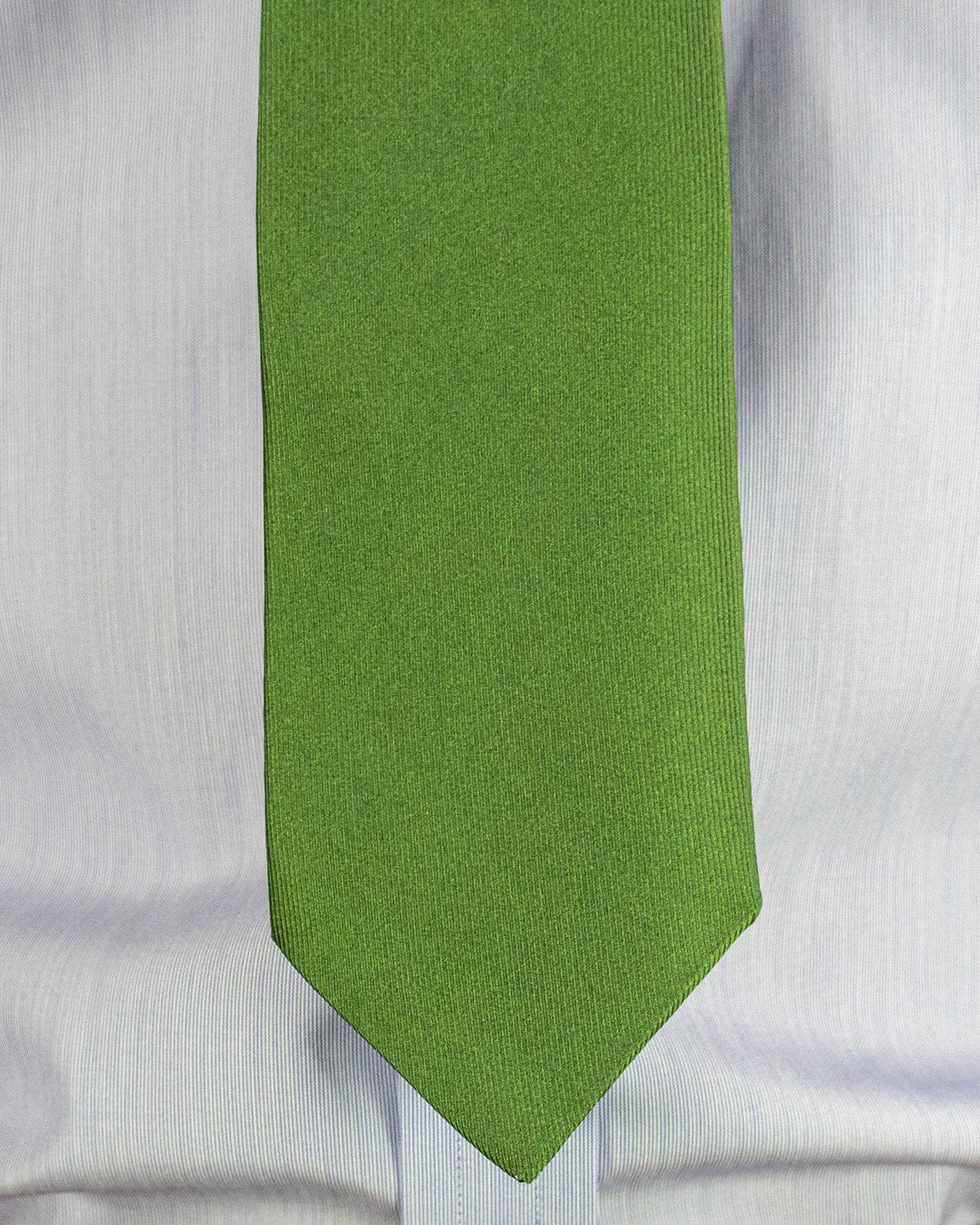 Plain Green Printed Silk Tie