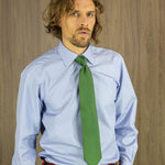Plain Green Printed Silk Tie
