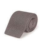 Plain Grey Knitted Silk Tie