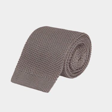 Plain Grey Knitted Silk Tie
